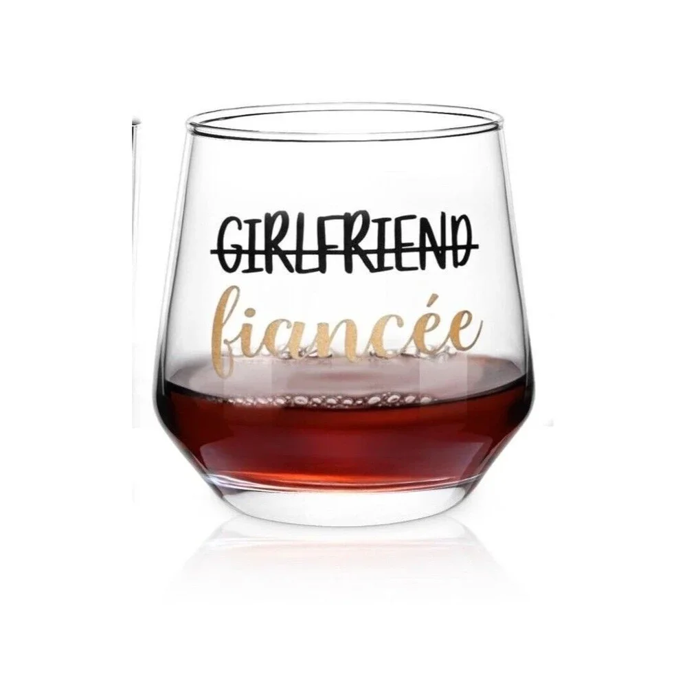 Engagement Gift Girlfriend Fiancé Stemless Wine Glass Wedding Bride Bachelorette